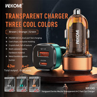 WeKome WP-C45 Vanguard Series Mecha Transparent A+C Fast Car Charger 43W