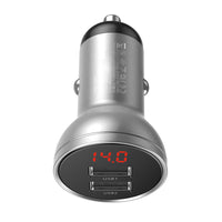 Baseus Digital Display Dual USB Car Charger 24W 4.8A